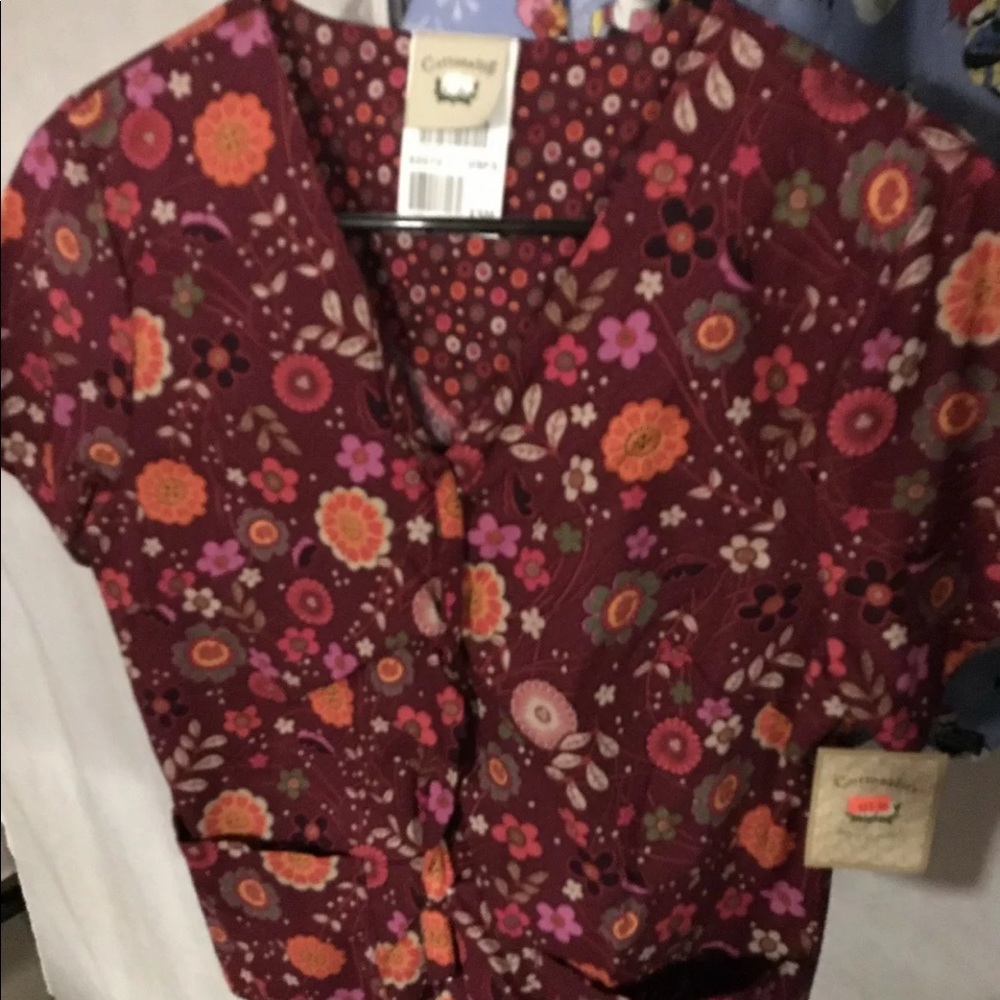 Scrub Top Button Up Floral